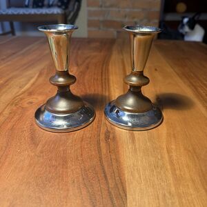Vintage MCM Kromex Taper Candlestick Wood Stainless Candleholder Made In USA